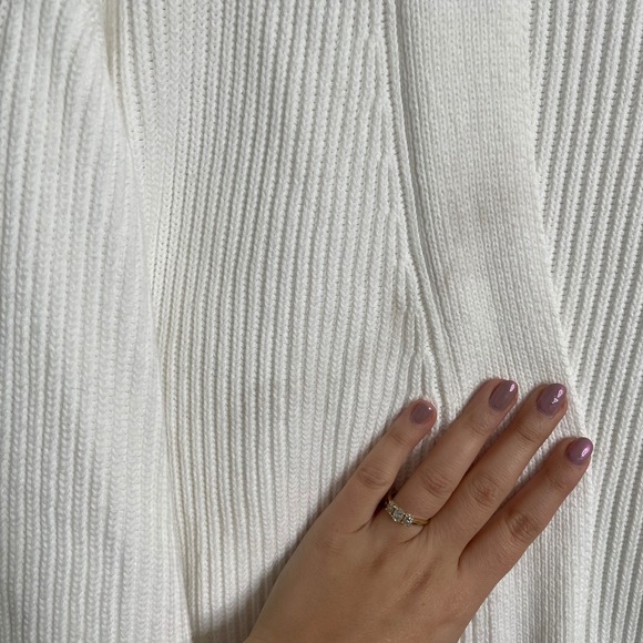 Quince Ribbed Knit Open Front Cardigan White Organic Cotton Size S - Picture 4 of 5